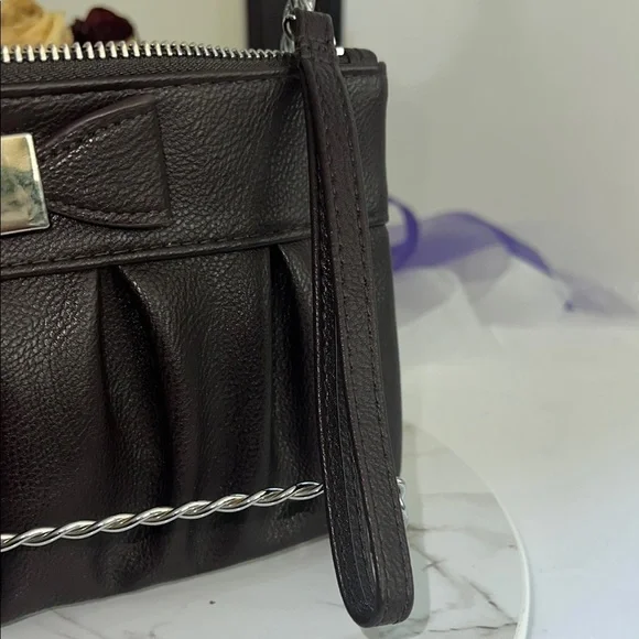 Apt. 9 Brown Leather Clutch with Bow Detail and Wristlet Strap - Picture 5 of 9